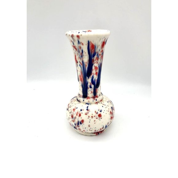Speckled Red White & Blue Glaze Bud Vase Vintage - Picture 3 of 5